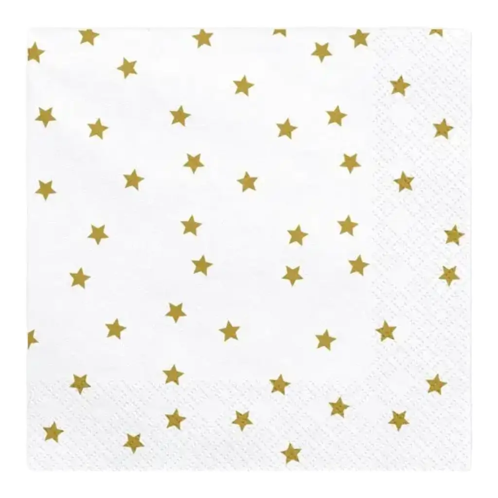 Servilleta de papel blanco con estrella dorada (juego de 20)