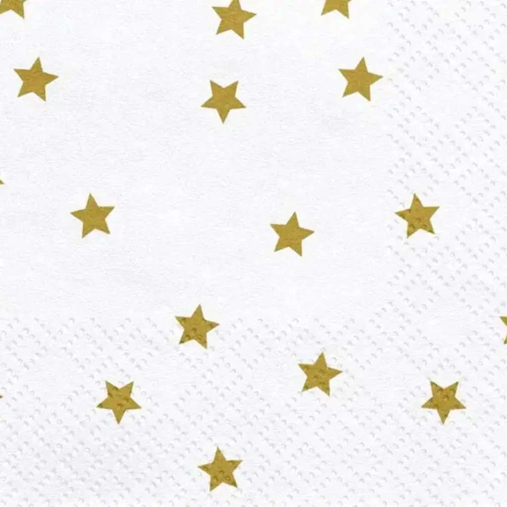 Servilleta de papel blanco con estrella dorada (juego de 20)