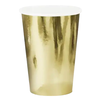 Juego de 6 vasos de papel Oro