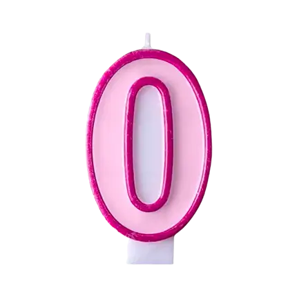Vela de aniversario número 0 rosa