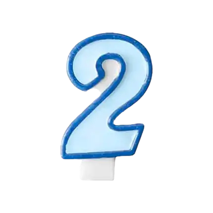 Vela de aniversario número 2 azul
