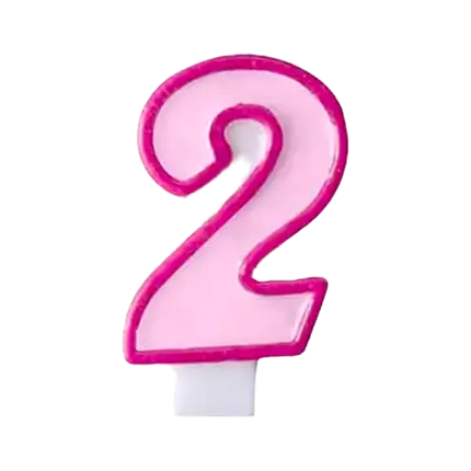 Vela de cumpleaños número 2 rosa