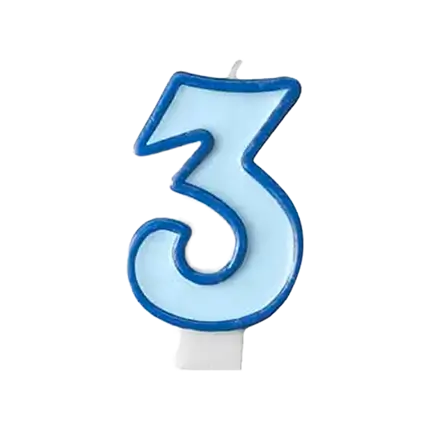 Vela de aniversario número 3 azul