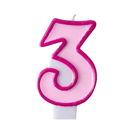 Vela de cumpleaños número 3 rosa