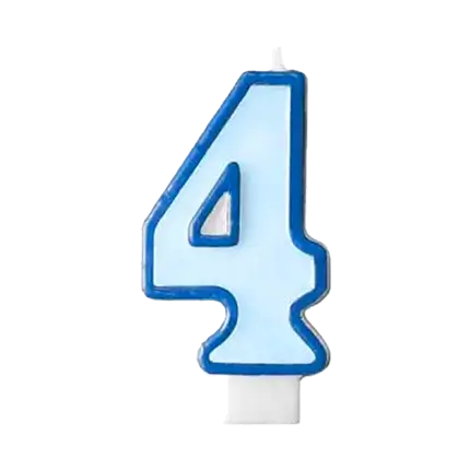 Vela de aniversario número 4 azul