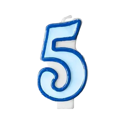 Vela de aniversario número 5 azul