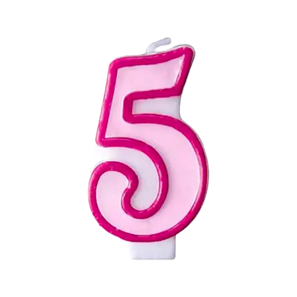 Vela de cumpleaños número 5 rosa