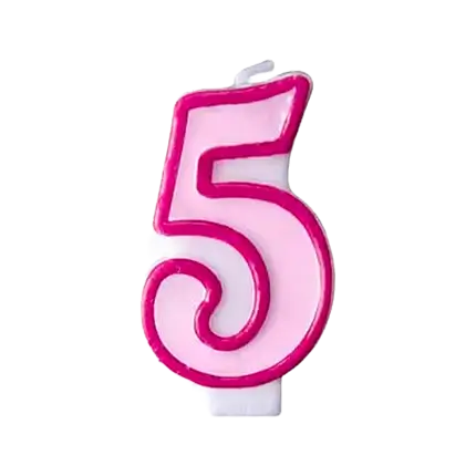 Vela de cumpleaños número 5 rosa