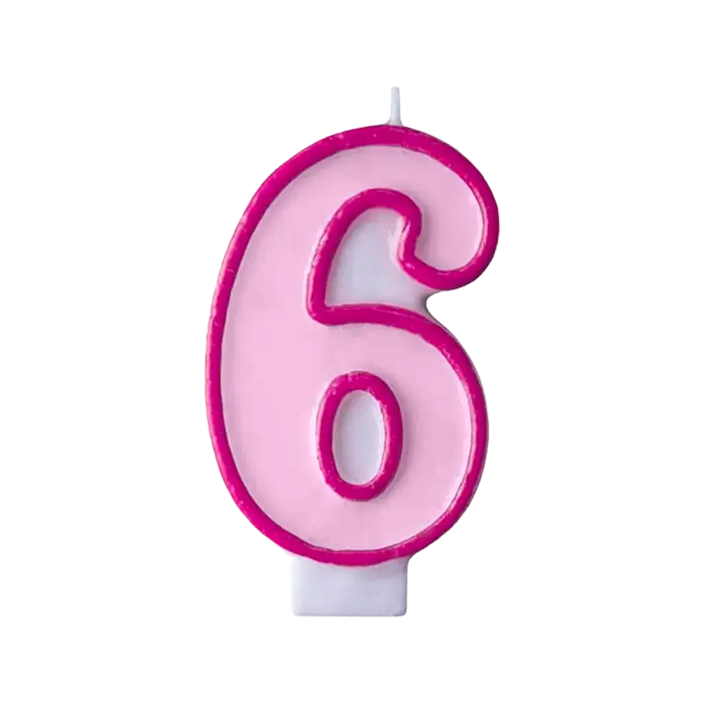 Vela de cumpleaños número 6 rosa