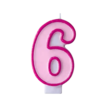 Vela de cumpleaños número 6 rosa