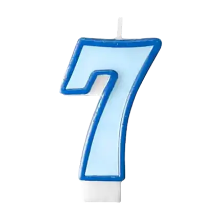 Vela de aniversario número 7 azul