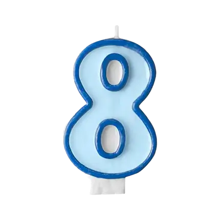Vela de aniversario número 8 azul