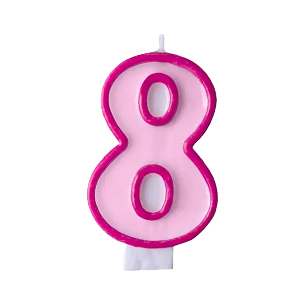 Vela de cumpleaños número 8 rosa