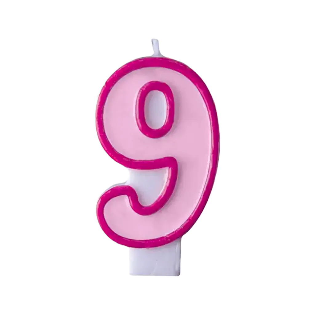 Vela de cumpleaños número 9 rosa
