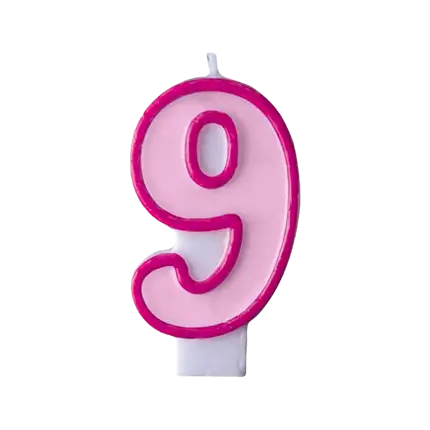 Vela de cumpleaños número 9 rosa