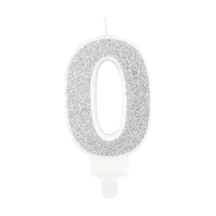 Vela de cumpleaños número 0 plata