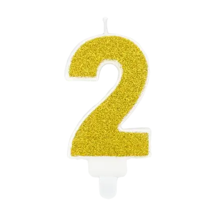 Vela de aniversario número 2 de oro