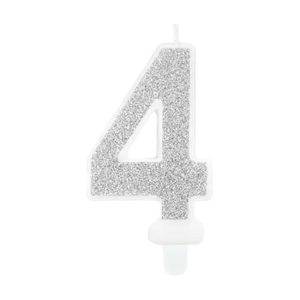 Vela de cumpleaños número 4 de plata