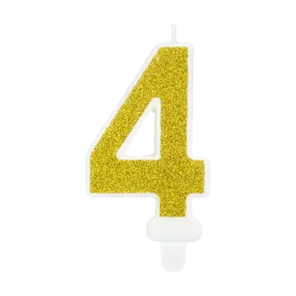 Vela de aniversario número 4 de oro