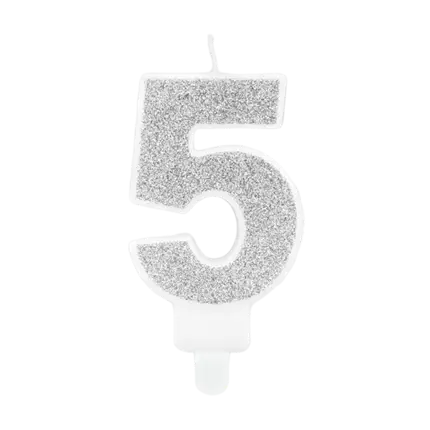 Vela de cumpleaños número 5 de plata