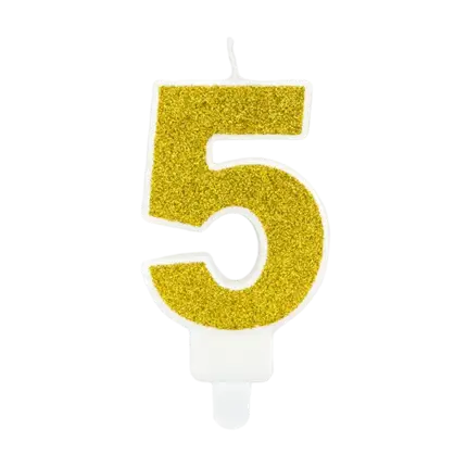 Vela de aniversario número 5 de oro