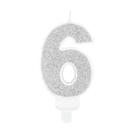 Vela de cumpleaños número 6 de plata