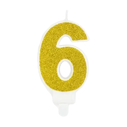 Vela de aniversario número 6 de oro