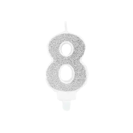 Vela de cumpleaños número 8 de plata