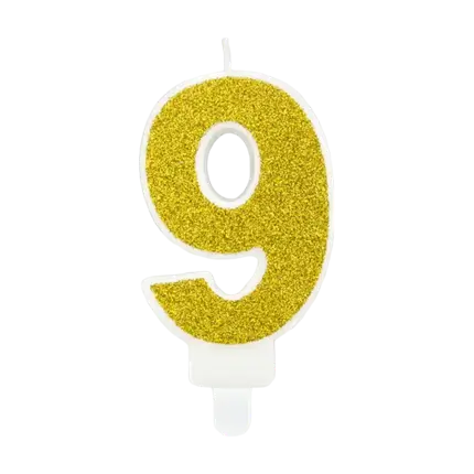 Vela de aniversario número 9 de oro
