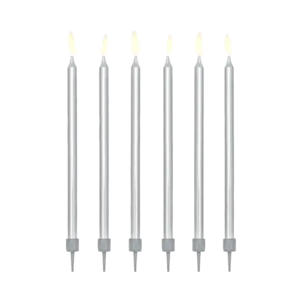 12 velas de cumpleaños de plata (12,5cm)