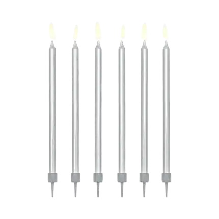 12 velas de cumpleaños de plata (12,5cm)
