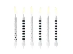 6 velas de cumpleaños con patrones blancos y negros (6cm)