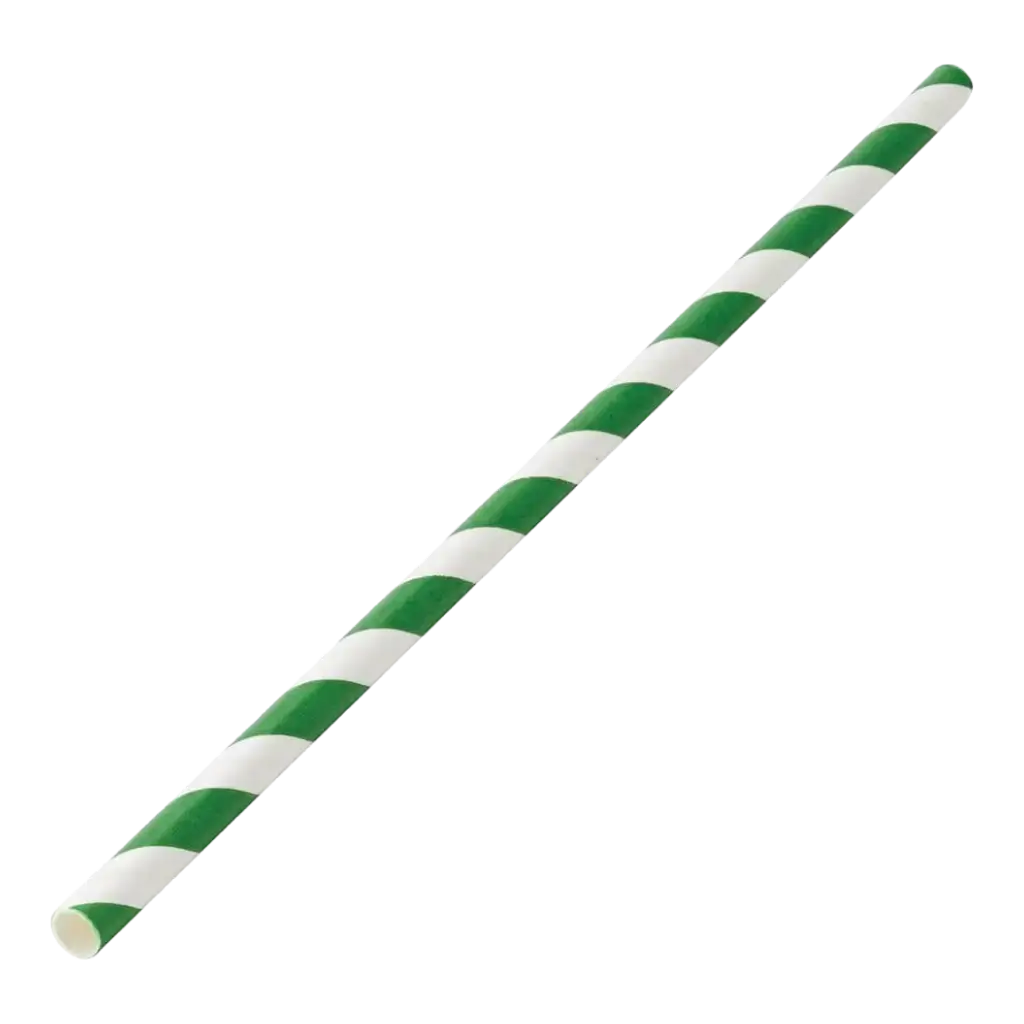 Papel de paja a rayas verdes 20cm / ø6mm (250 pcs)