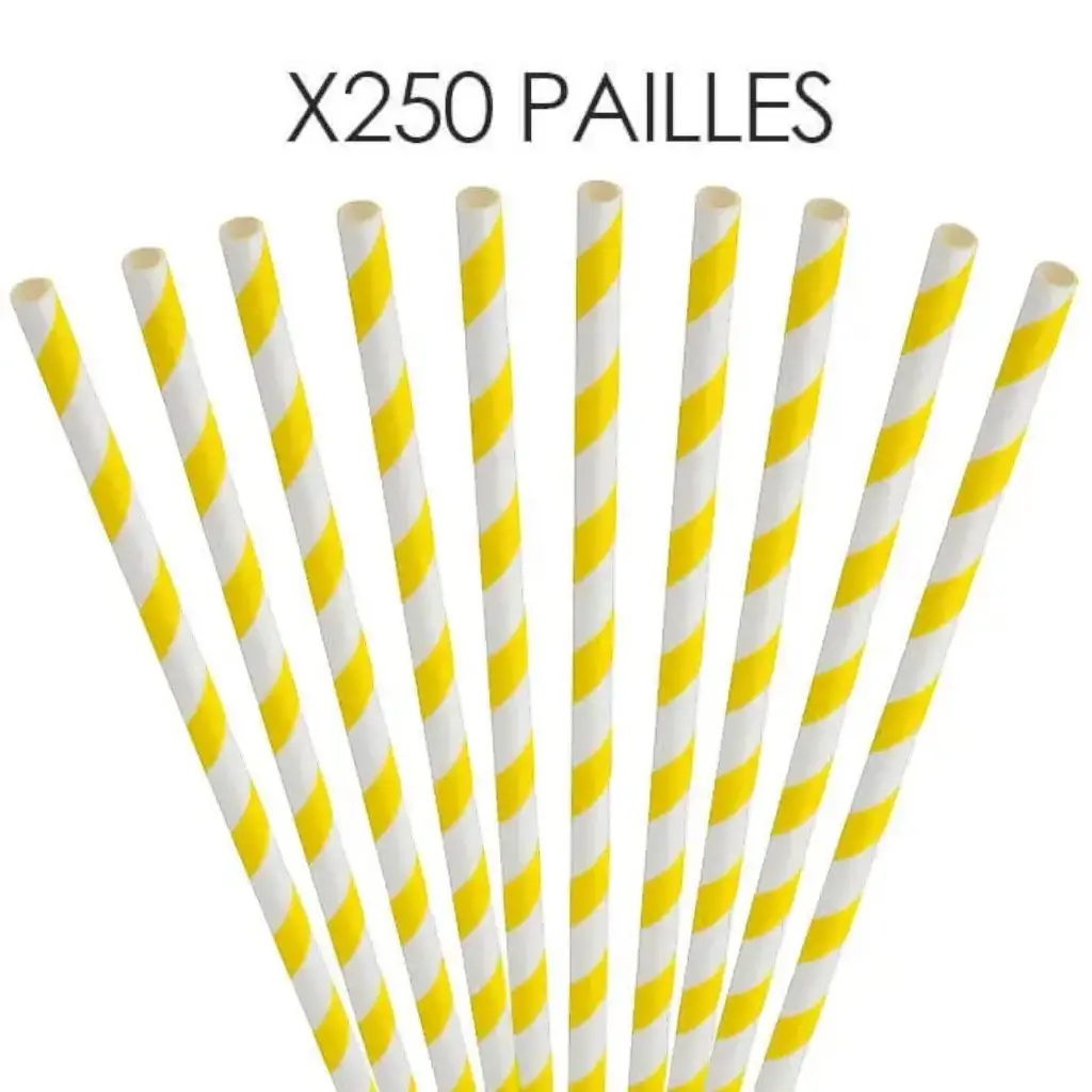 Papel de paja con rayas amarillas de 20cm /ø6mm (250 piezas)