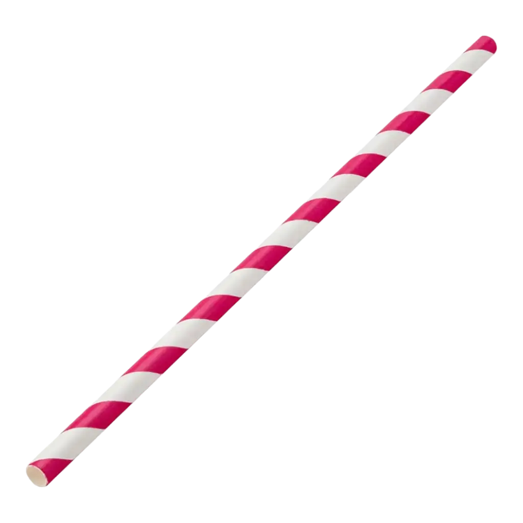 Papel de paja con rayas rosas de 20cm /ø6mm (250 piezas)