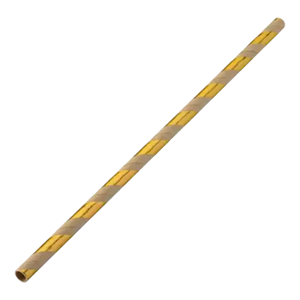 Papel de paja a rayas Oro/Kraft 20cm /ø6mm (250 piezas)