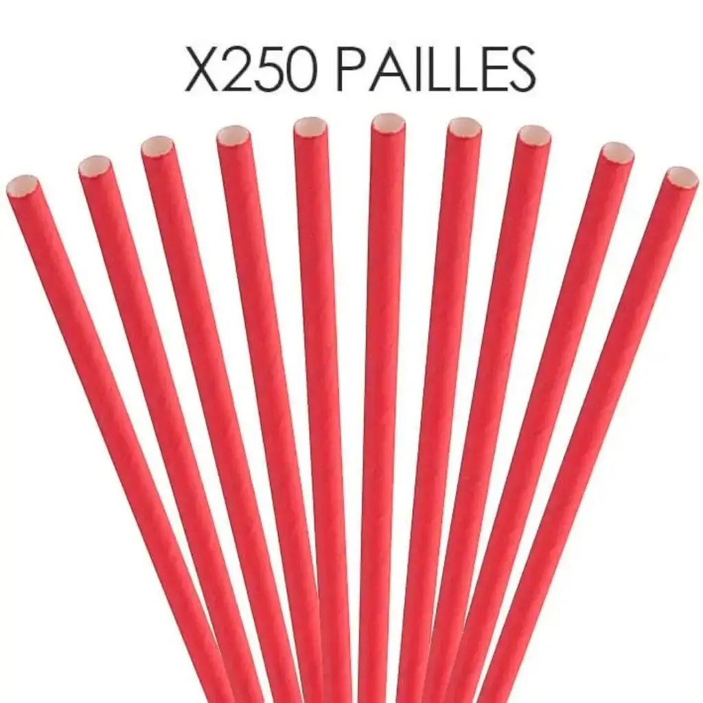 Paja de papel rojo 14cm /ø5mm (250 piezas)