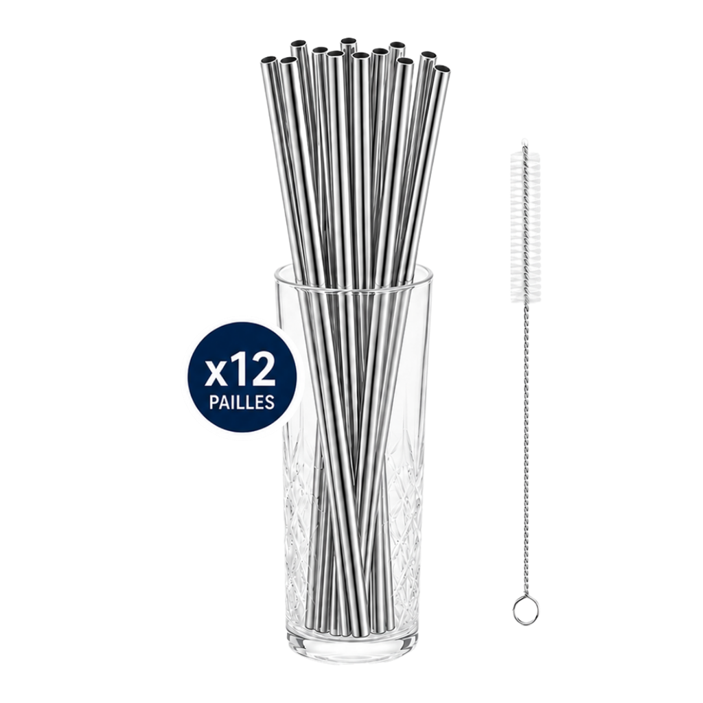 Paja de acero inoxidable reutilizable 21,5cm /ø6mm (12pcs)