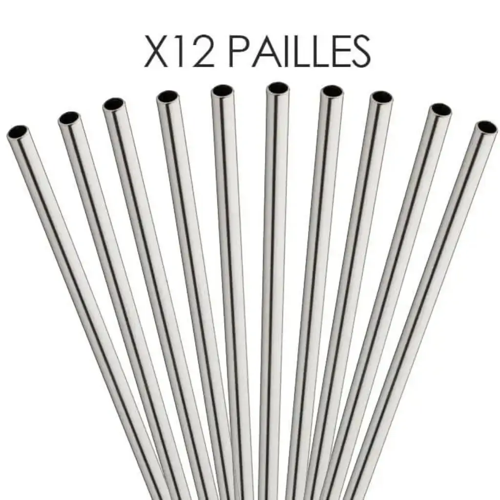 Paja de acero inoxidable reutilizable de 14cm /ø6mm (12pcs)