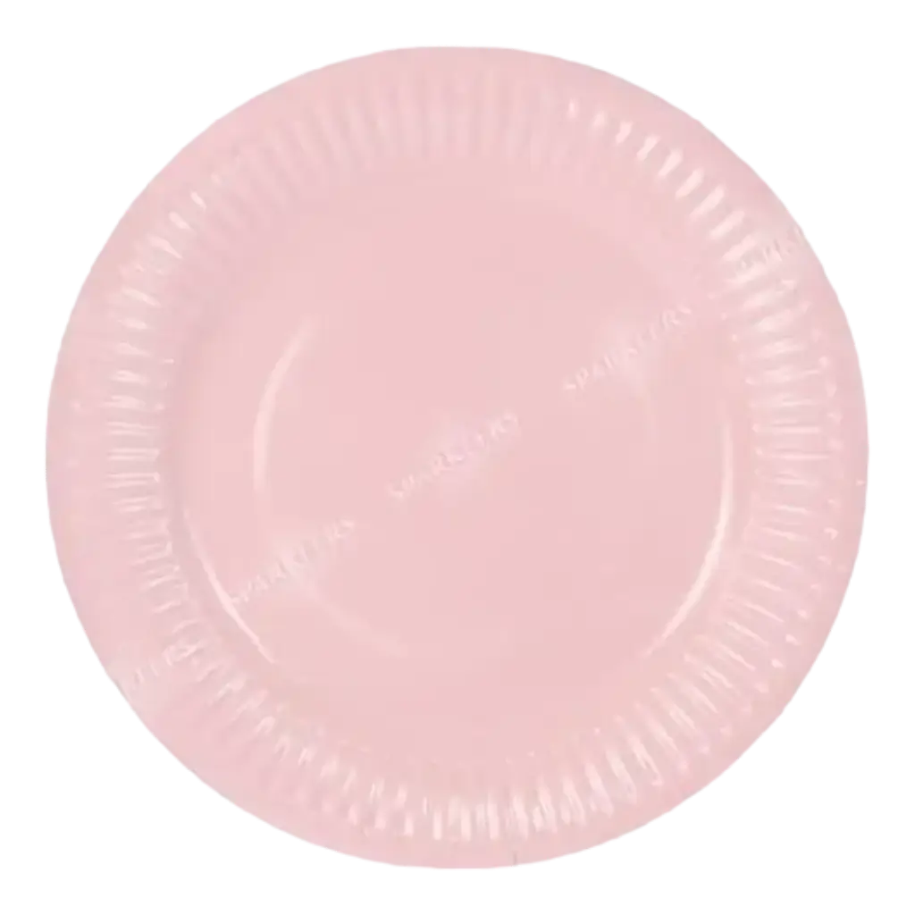 Plato redondo de papel rosa de ø18cm (Set de 6)