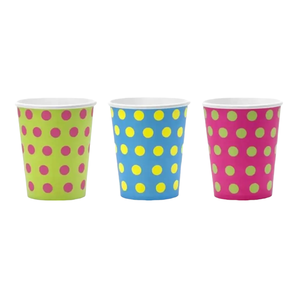 Vaso de papel con lunares multicolores (Juego de 6)