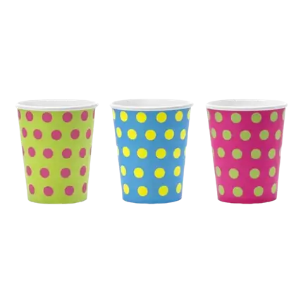 Vaso de papel con lunares multicolores (Juego de 6)