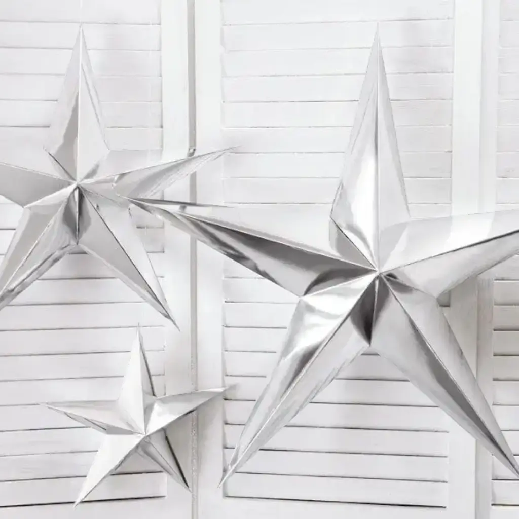 Estrella de papel de plata 70cm