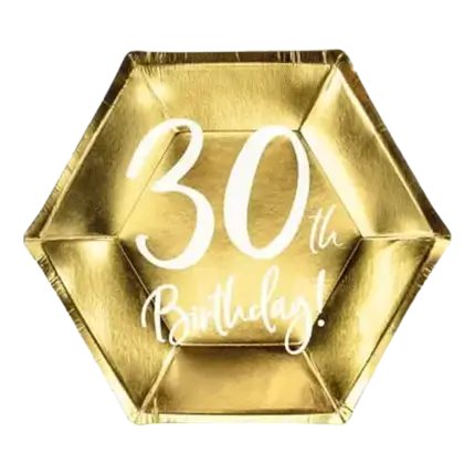 30º Placa de papel de oro de Birtdhay (Juego de 6)