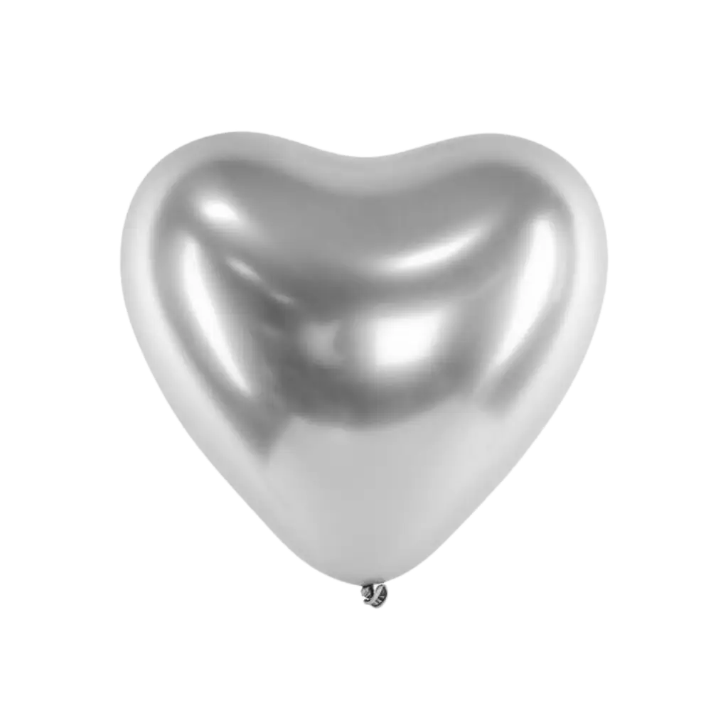 Paquete de 50 globos de plata con corazón