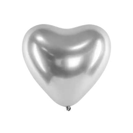 Paquete de 50 globos de plata con corazón