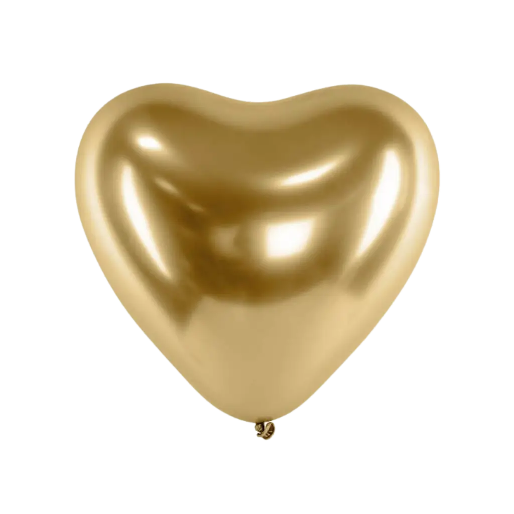 Paquete de 50 globos de metal dorado de corazón