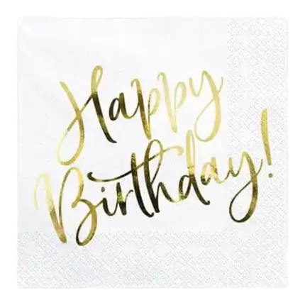Feliz Cumpleaños Servilleta de Oro (Juego de 20)