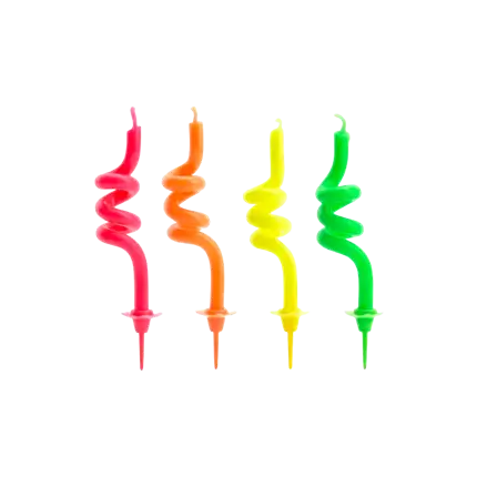 4 velas de cumpleaños rizadas mixtas (8cm)