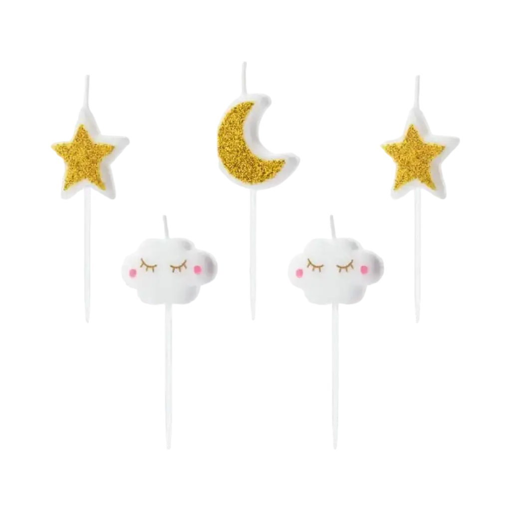 Velas de cumpleaños "Estrellita" doradas (Set de 5)